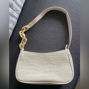 White/ivory Retro Classic Clutch Shoulder Tote HandBag with Zipper